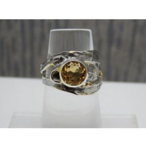 925 Silver Artisan Citrine Ring Sz 8 GL Miller